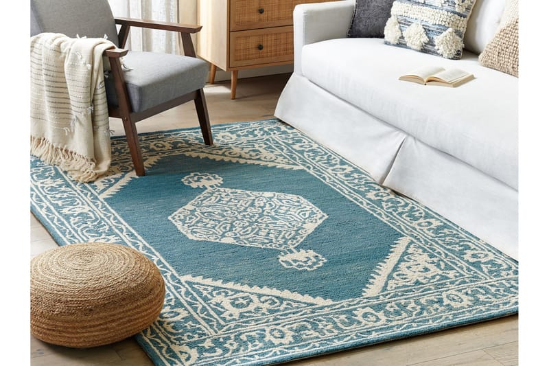 Gevas Ullteppe 140x200 cm - Blå - Tekstiler & tepper - Teppe & matte - Moderne matte - Ullteppe