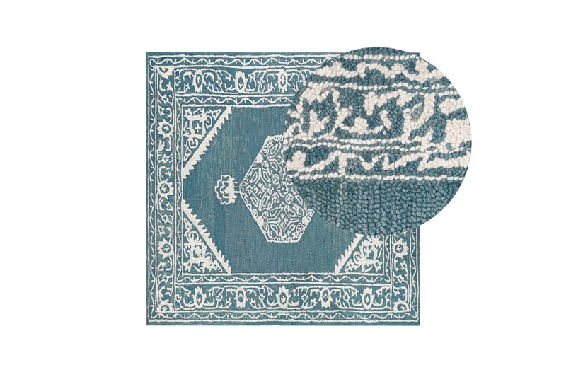 Gevas Ullteppe 200x200 cm Kvadratisk - Blå - Tekstiler & tepper - Teppe & matte - Moderne matte - Ullteppe