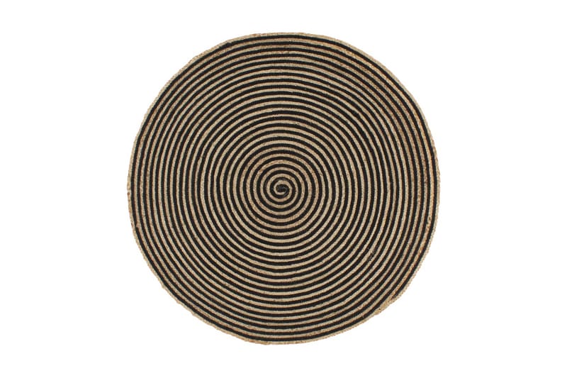 Håndlaget juteteppe med spiral-design svart 90 cm - Svart - Jutematter & hampematter - Sisaltepper