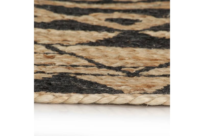 Håndlaget juteteppe med svart mønster 90 cm - Svart - Jutematter & hampematter - Sisaltepper