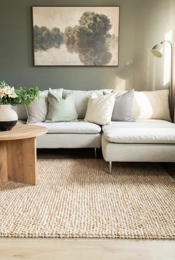 Håndvevd teppe KM Home Bubble kvadrat 200x200 cm Karamell - Karamell - Tekstiler & tepper - Teppe & matte - Moderne matte - Ullteppe