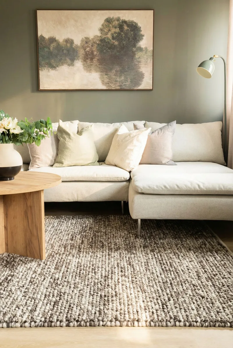 Håndvevd teppe KM Home Bubble kvadrat 200x200 cm Sjokolade Melange - Sjokolade Melange - Tekstiler & tepper - Teppe & matte - Moderne matte - Ullteppe