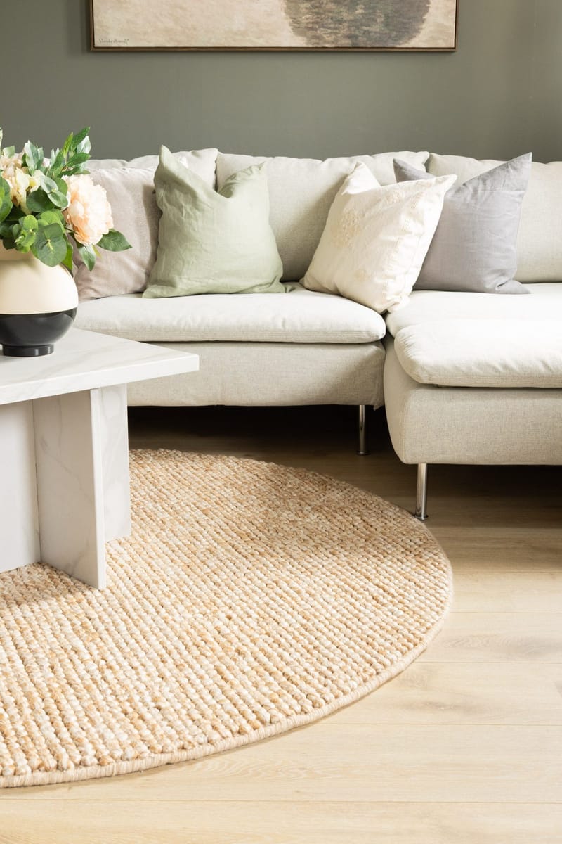 Håndvevd teppe KM Home Bubble rund 120x120 cm Karamell - Karamell - Tekstiler & tepper - Teppe & matte - Moderne matte - Ullteppe