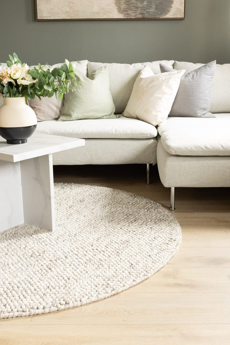 Håndvevd teppe KM Home Bubble rund 120x120 cm Lin - Lin - Tekstiler & tepper - Teppe & matte - Moderne matte - Ullteppe