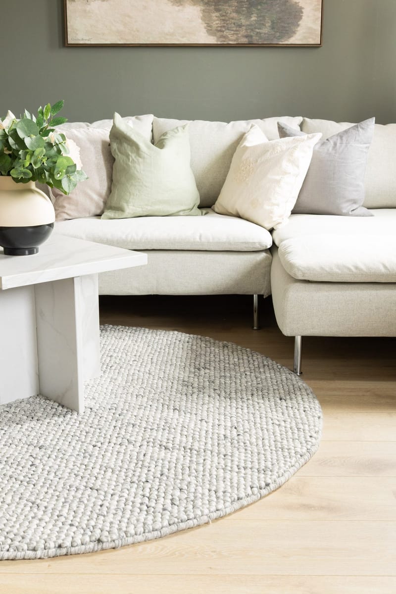 Håndvevd teppe KM Home Bubble rund 200x200 cm Grå - Grå - Tekstiler & tepper - Teppe & matte - Moderne matte - Ullteppe