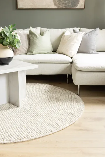 Håndvevd teppe KM Home Bubble rund 240x240 cm IvoryMelange - IvoryMelange - Tekstiler & tepper - Teppe & matte - Moderne matte - Ullteppe
