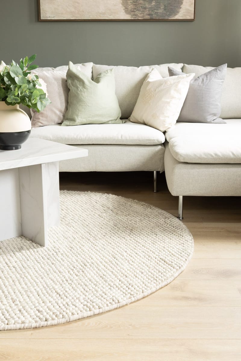 Håndvevd teppe KM Home Bubble rund 240x240 cm IvoryMelange - IvoryMelange - Tekstiler & tepper - Teppe & matte - Moderne matte - Ullteppe
