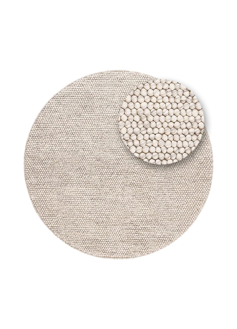 Håndvevd teppe KM Home Bubble rund 240x240 cm IvoryMelange - IvoryMelange - Tekstiler & tepper - Teppe & matte - Moderne matte - Ullteppe