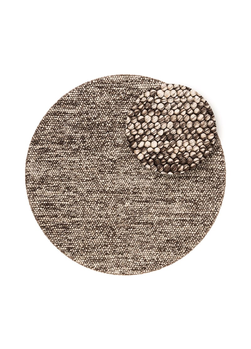 Håndvevd teppe KM Home Bubble rund 240x240 cm Sjokolade Melange - Sjokolade Melange - Tekstiler & tepper - Teppe & matte - Moderne matte - Ullteppe