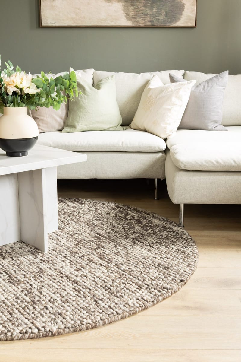 Håndvevd teppe KM Home Bubble rund 240x240 cm Sjokolade Melange - Sjokolade Melange - Tekstiler & tepper - Teppe & matte - Moderne matte - Ullteppe