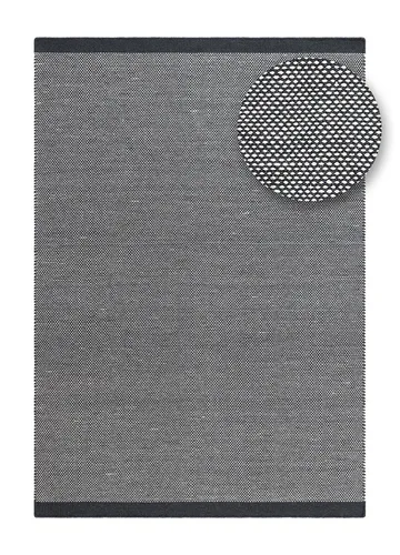 Håndvevd teppe KM Home Sandhamn 240x340 cm Indigoblå - Indigoblå - Tekstiler & tepper - Teppe & matte - Moderne matte - Ullteppe