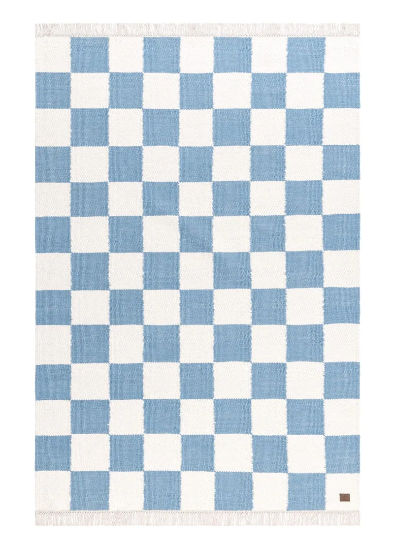Håndvevd teppe Nordic Check 140x200 cm, Dueblå