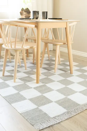 Håndvevd teppe Nordic Check 140x200 cm - Grå - Tekstiler & tepper - Teppe & matte - Moderne matte - Ullteppe