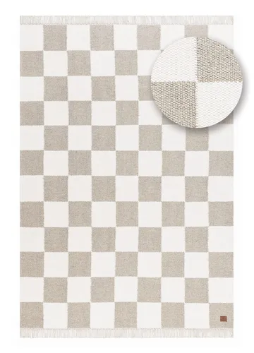 Håndvevd teppe Nordic Check 140x200 cm - Grå - Tekstiler & tepper - Teppe & matte - Moderne matte - Ullteppe