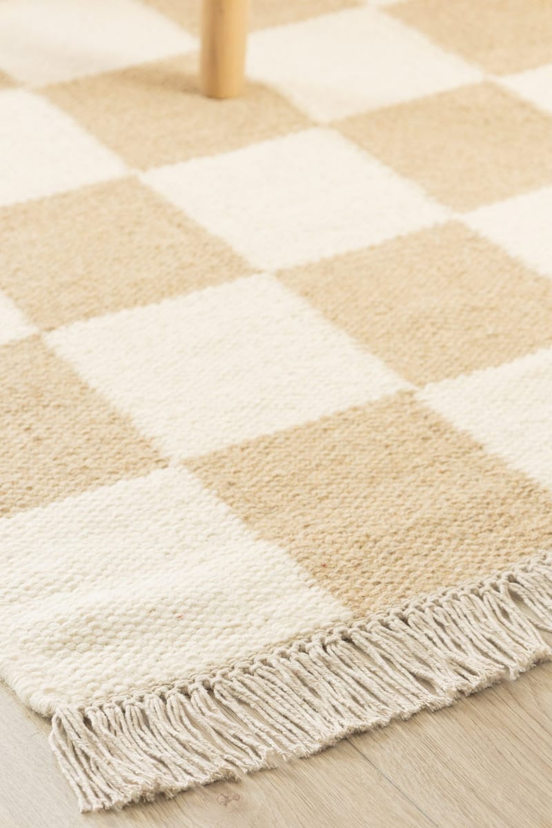 Håndvevd teppe Nordic Check 160x230 cm - Lin - Tekstiler & tepper - Teppe & matte - Moderne matte - Ullteppe