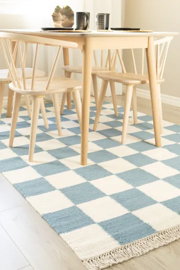 Håndvevd teppe Nordic Check 200x300 cm - Dueblå - Tekstiler & tepper - Teppe & matte - Moderne matte - Ullteppe