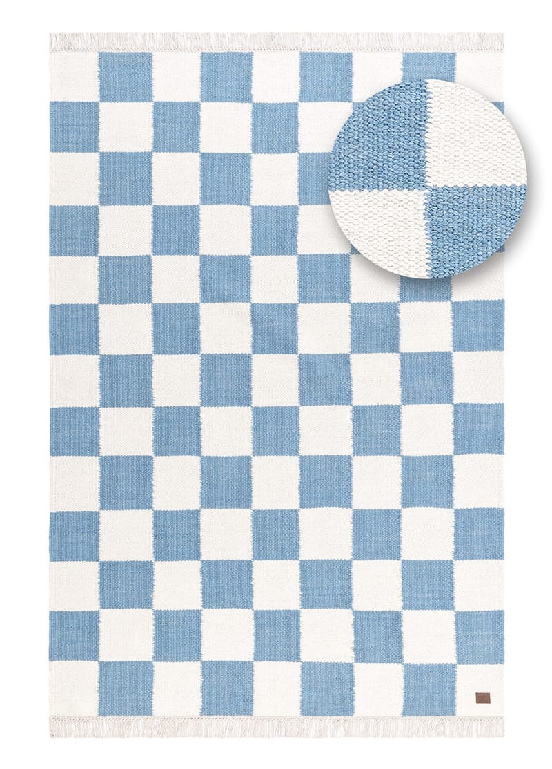 Håndvevd teppe Nordic Check 200x300 cm - Dueblå - Tekstiler & tepper - Teppe & matte - Moderne matte - Ullteppe