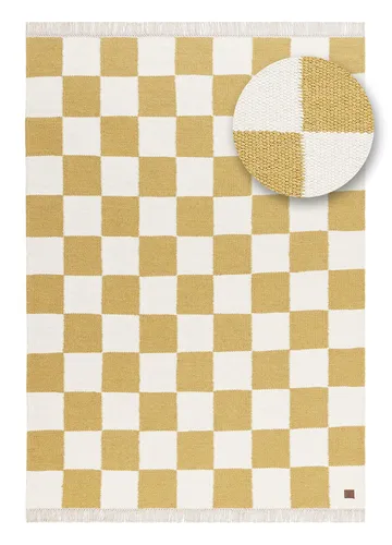 Håndvevd teppe Nordic Check 200x300 cm - Løvegul - Tekstiler & tepper - Teppe & matte - Moderne matte - Ullteppe