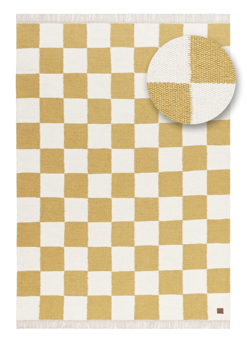 Håndvevd teppe Nordic Check 200x300 cm - Løvegul - Tekstiler & tepper - Teppe & matte - Moderne matte - Ullteppe