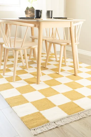 Håndvevd teppe Nordic Check 200x300 cm - Løvegul - Tekstiler & tepper - Teppe & matte - Moderne matte - Ullteppe