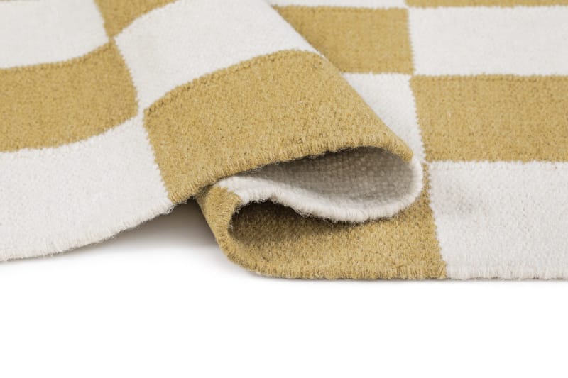 Håndvevd teppe Nordic Check 200x300 cm - Løvegul - Tekstiler & tepper - Teppe & matte - Moderne matte - Ullteppe
