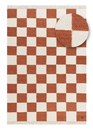 Håndvevd teppe Nordic Check 200x300 cm - Terrakotta - Tekstiler & tepper - Teppe & matte - Moderne matte - Ullteppe