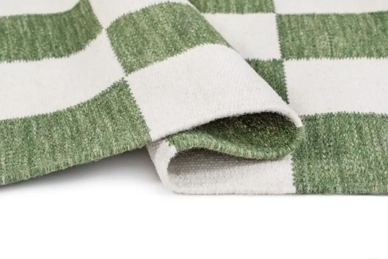 Håndvevd teppe Nordic Check 240x340 cm - Smaragdgrønn - Tekstiler & tepper - Teppe & matte - Moderne matte - Ullteppe