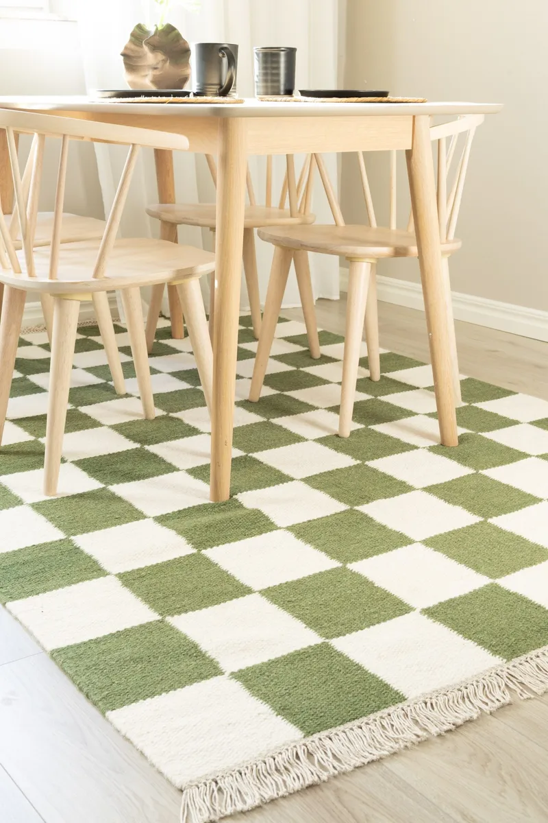 Håndvevd teppe Nordic Check 240x340 cm - Smaragdgrønn - Tekstiler & tepper - Teppe & matte - Moderne matte - Ullteppe