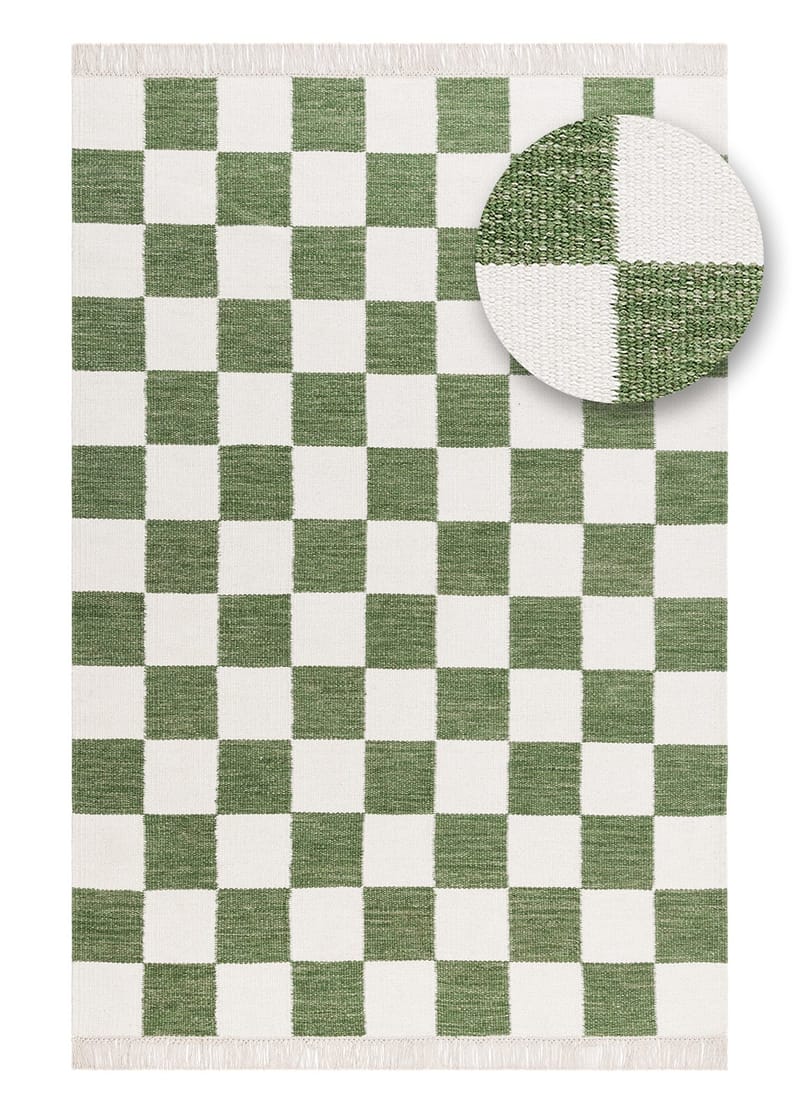 Håndvevd teppe Nordic Check 240x340 cm - Smaragdgrønn - Tekstiler & tepper - Teppe & matte - Moderne matte - Ullteppe