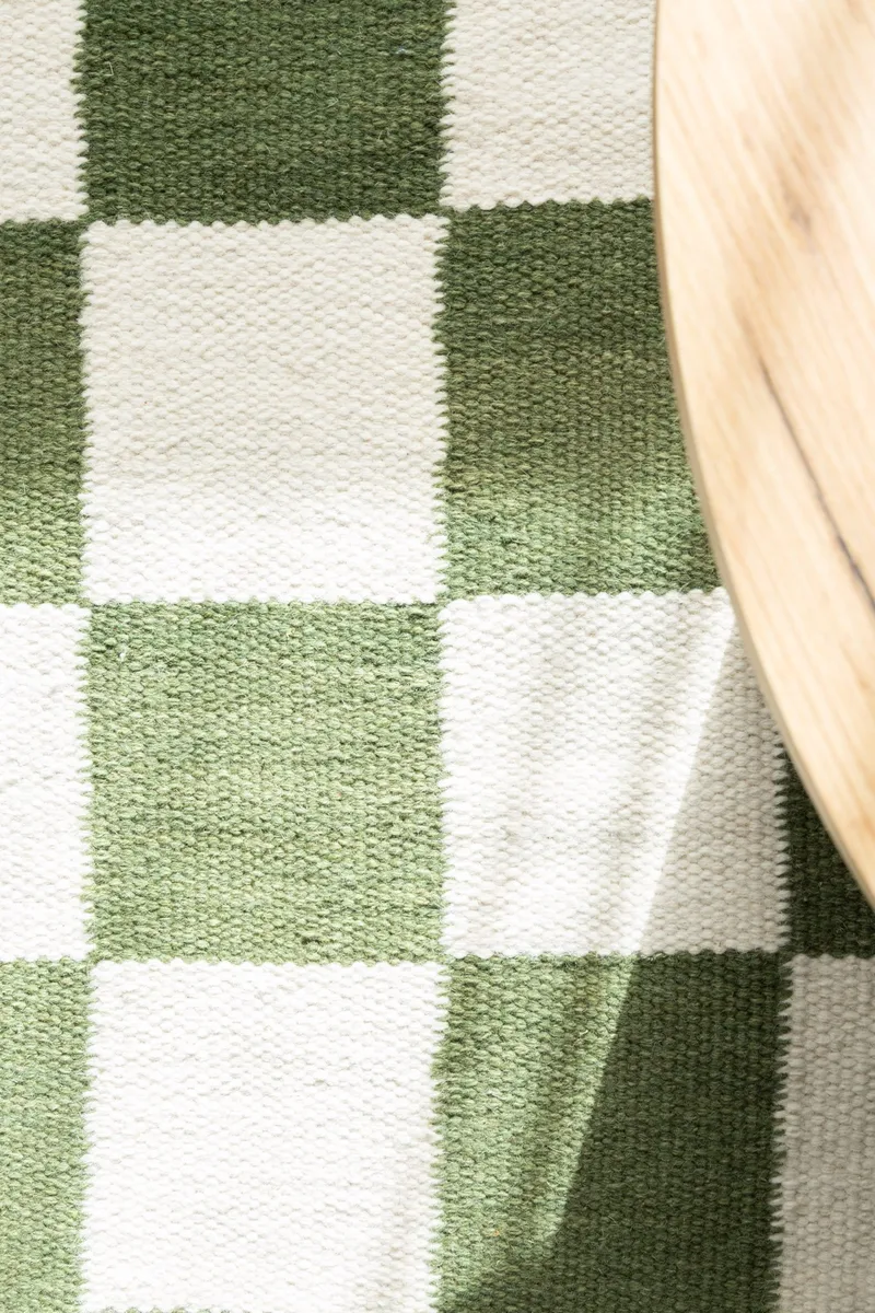 Håndvevd teppe Nordic Check 240x340 cm - Smaragdgrønn - Tekstiler & tepper - Teppe & matte - Moderne matte - Ullteppe