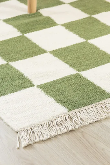 Håndvevd teppe Nordic Check 240x340 cm - Smaragdgrønn - Tekstiler & tepper - Teppe & matte - Moderne matte - Ullteppe