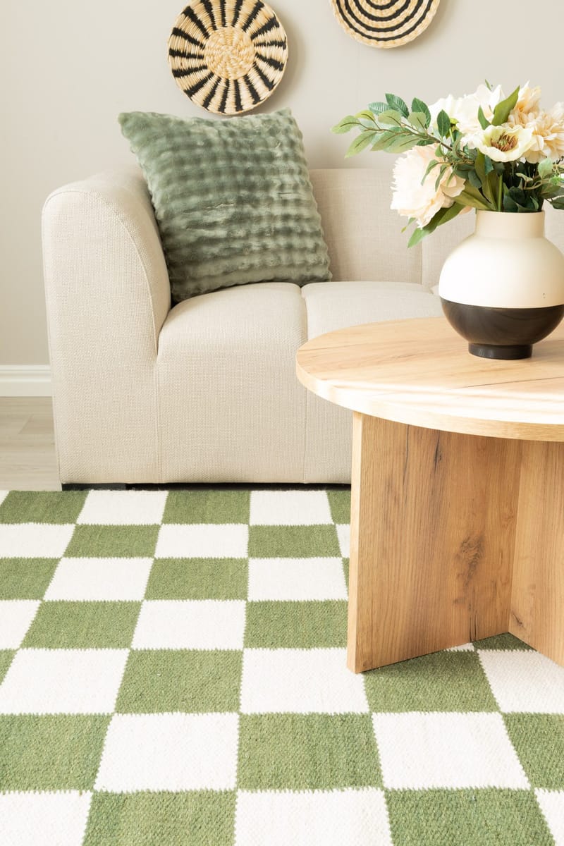 Håndvevd teppe Nordic Check 240x340 cm - Smaragdgrønn - Tekstiler & tepper - Teppe & matte - Moderne matte - Ullteppe