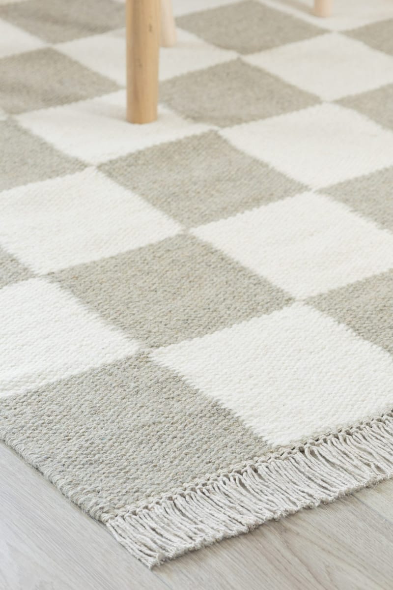 Håndvevd teppe Nordic Check 75x200 cm - Grå - Tekstiler & tepper - Teppe & matte - Moderne matte - Ullteppe