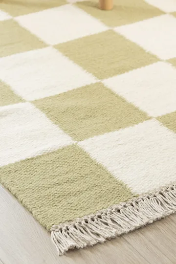 Håndvevd teppe Nordic Check 75x200 cm - Grønn - Tekstiler & tepper - Teppe & matte - Moderne matte - Ullteppe