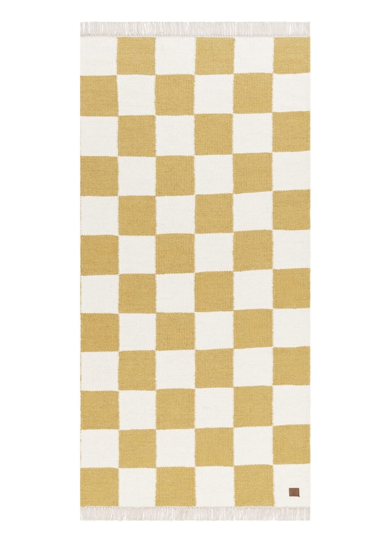 Håndvevd teppe Nordic Check 75x200 cm, Løvegul