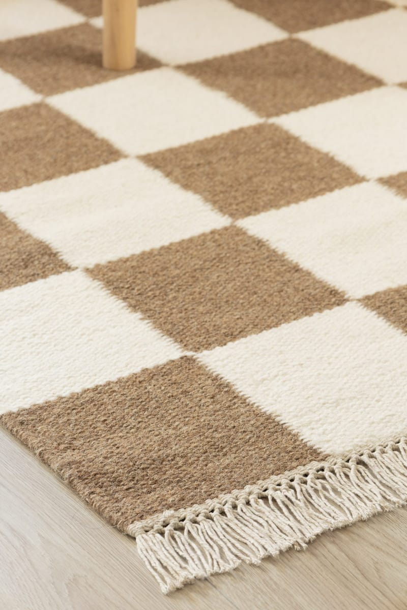 Håndvevd teppe Nordic Check 75x200 cm - Sjokolade - Tekstiler & tepper - Teppe & matte - Moderne matte - Ullteppe