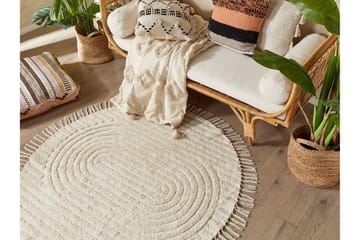 Halfeti Ryeteppe 140 cm Rund - Beige - Tekstiler & tepper - Teppe & matte - Moderne matte - Bomullsmatter