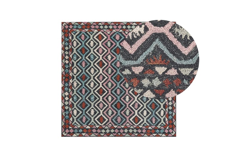 Haymana Ullteppe 200x200 cm Kvadratisk - Blå - Tekstiler & tepper - Teppe & matte - Moderne matte - Ullteppe