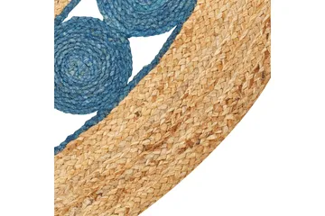 Hovit Juteteppe 140 cm Rund - Blå - Tekstiler & tepper - Teppe & matte - Moderne matte - Jutematter & hampematter