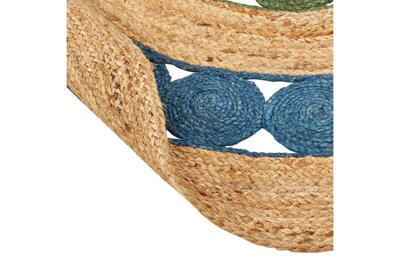 Hovit Juteteppe 140 cm Rund - Blå - Tekstiler & tepper - Teppe & matte - Moderne matte - Jutematter & hampematter