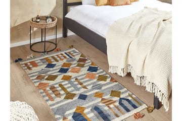 Kasakh Ullteppe 80x150 cm - Blå - Tekstiler & tepper - Teppe & matte - Moderne matte - Ullteppe