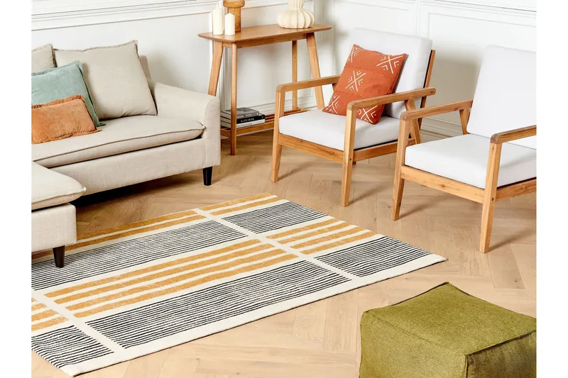 Katra Bomullsteppe 140x200 cm - Gul - Tekstiler & tepper - Teppe & matte - Moderne matte - Bomullsmatter