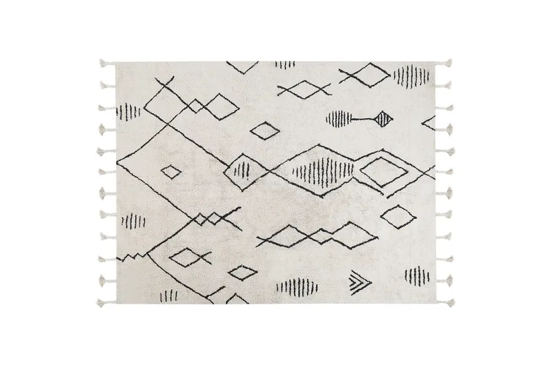 Kebir Bomullsteppe 160x230 cm, Svart/hvit