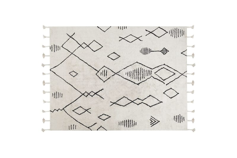 Kebir Bomullsteppe 160x230 cm, Svart/hvit