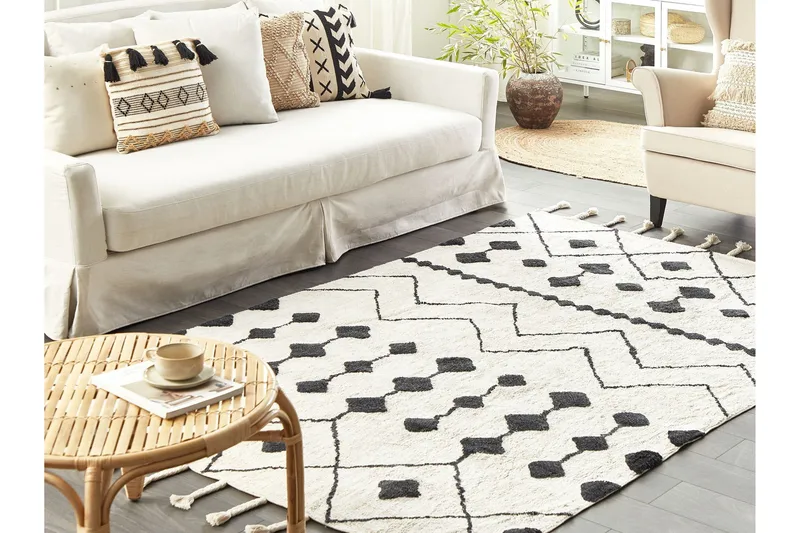 Khemisset Bomullsteppe 140x200 cm - Svart/hvit - Tekstiler & tepper - Teppe & matte - Moderne matte - Bomullsmatter