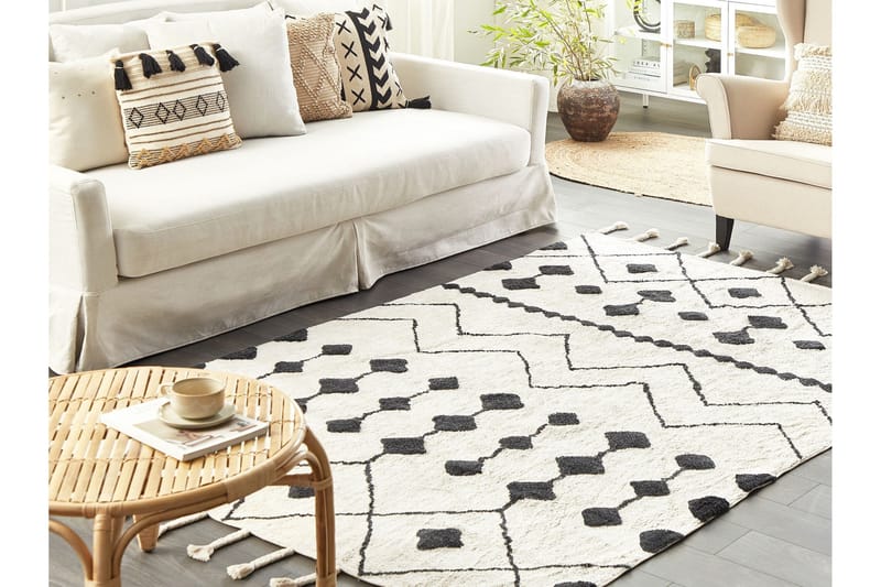 Khemisset Bomullsteppe 160x230 cm - Svart/hvit - Tekstiler & tepper - Teppe & matte - Moderne matte - Bomullsmatter