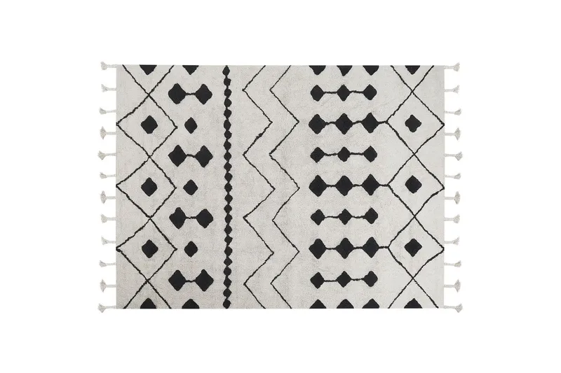 Khemisset Bomullsteppe 160x230 cm, Svart/hvit