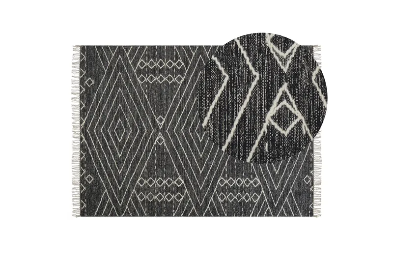 Khenifra Bomullsteppe 140x200 cm - Svart/hvit - Tekstiler & tepper - Teppe & matte - Moderne matte - Bomullsmatter