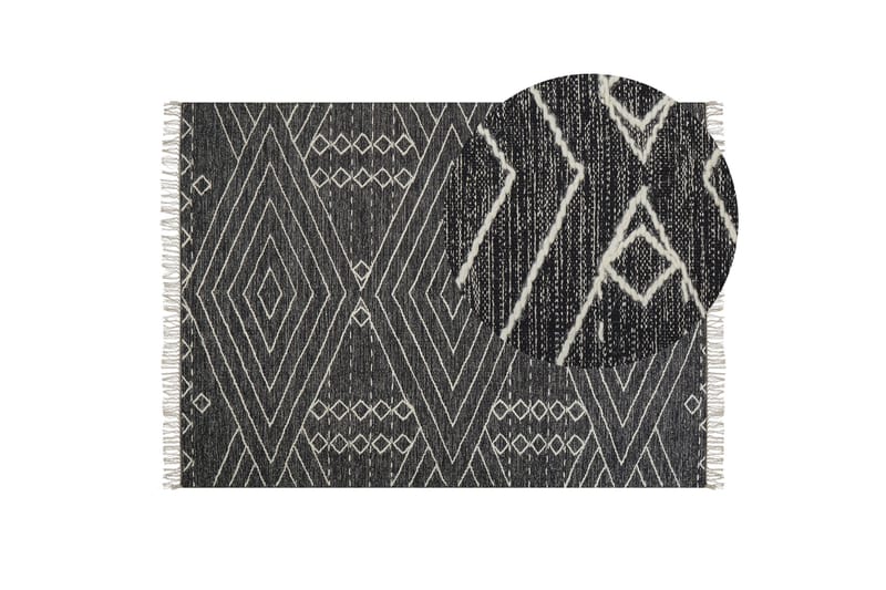 Khenifra Bomullsteppe 140x200 cm - Svart/hvit - Tekstiler & tepper - Teppe & matte - Moderne matte - Bomullsmatter