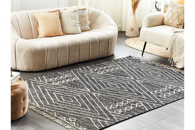 Khenifra Bomullsteppe 160x230 cm - Svart/hvit - Tekstiler & tepper - Teppe & matte - Moderne matte - Bomullsmatter